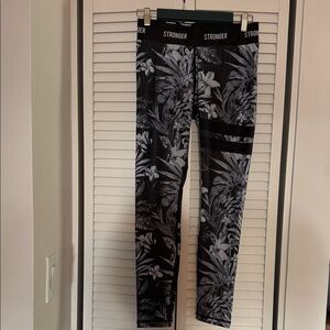 Stronger Black and Gray Floral Leggings